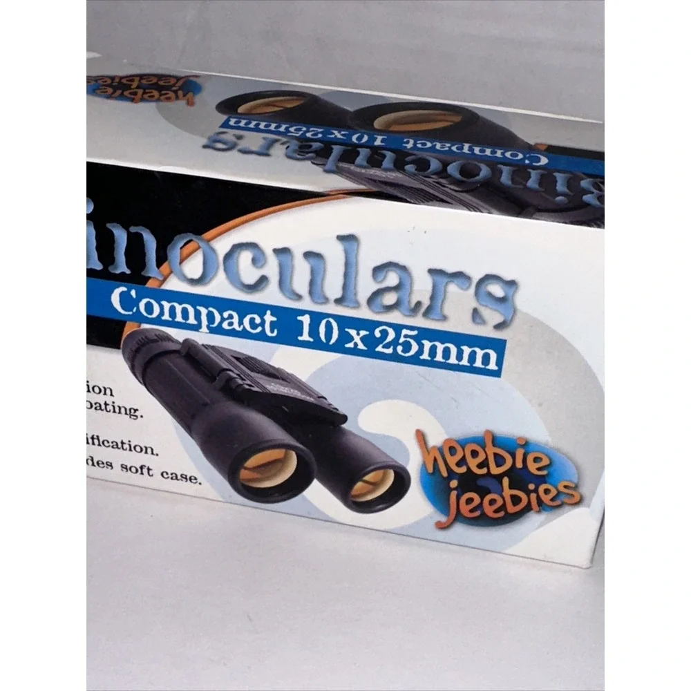 Heebie Jeebies Compact Binoculars 10x25mm Black Glare Reduction with Soft Case